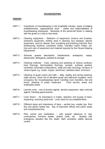 HOUSEKEEPING THEORY : UNIT-1 : Importance of housekeeping