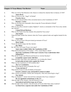 Chapter 11 Texas History Test Review with answers