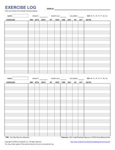 Exercise Log (2 Days) - Rice Memorial Hospital