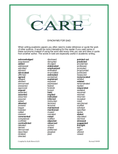 SYNONYMS FOR SAID When writing academic papers you often