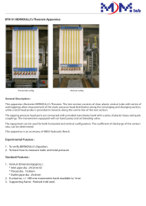 BTH 01 BERNOULLI's Theorem Apparatus Experimental Purpose