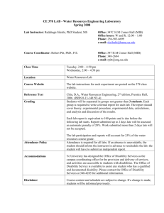 CE 378 LAB - Water Resources Engineering Laboratory