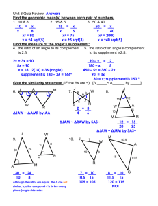 Answers for Unit 8 Quiz Review