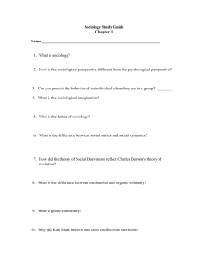 Sociology Study Guide - Freeman Public Schools