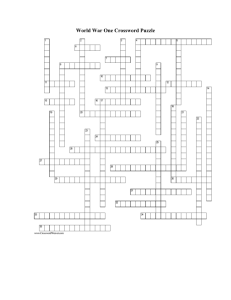 World War One Crossword Puzzle