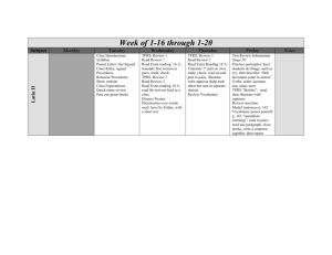 Week of 1-16 through 1-20