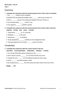 Unit 10 Short test 1 and 2