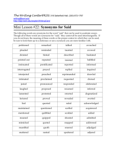 Mini Lesson #22: Synonyms for said