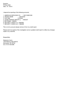 Experian PO Box 2002 Allen, TX 75013 I dispute the reporting of the