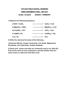 1) Balance the following Equations: i) KOH + H2SO4