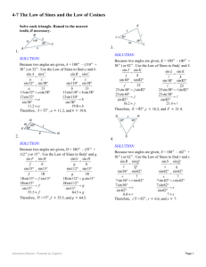 4-7 The Law of Sines and the Law of Cosines