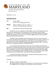 September 12, 2011 MEMORANDUM TO: Ann G. Wylie Senior Vice