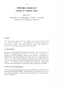 operational research and elements of learning theory