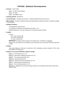 PHYS430 : Statistical Thermodynamics