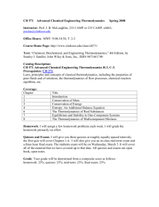 CH 571 Advanced Chemical Engineering Thermodynamics Spring