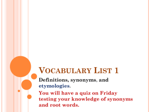 Vocabulary List 1