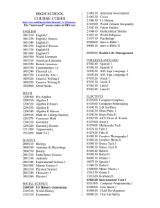 High School Course Codes