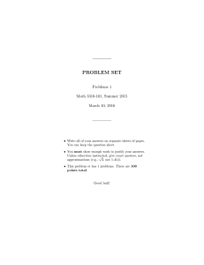 PROBLEM SET Problems 1 Math 3310-101, Summer 2015 March 10, 2016