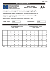 A4 Proposal Submission Form Reseach Training Networks r