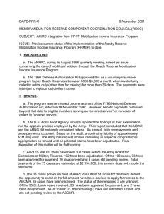 DAPE-PRR-C 8 November 2001  MEMORANDUM FOR RESERVE COMPONENT COORDINATION COUNCIL (RCCC)