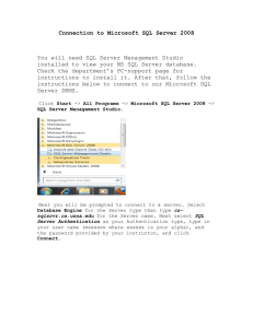 Connection to Microsoft SQL Server 2008