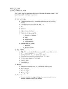 IT420 Spring 2007  12-week Exam Review Sheet