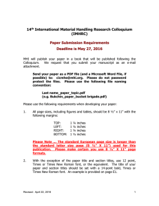 14 International Material Handling Research Colloquium (IMHRC) Paper Submission Requirements