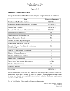 Designated Positions and the Disclosure Categories assigned to them are... Conflict of Interest Code (Procedure #2712)