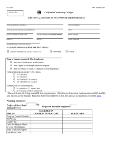 California Community Colleges  SUBSTANTIAL CHANGES TO AN APPROVED CREDIT PROGRAM