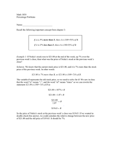 Math 1030 Percentage Problems  Name:___________________________