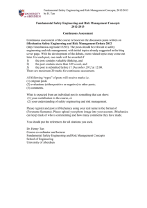 Fundamental Safety Engineering and Risk Management Concepts 2012-2013  Continuous Assessment