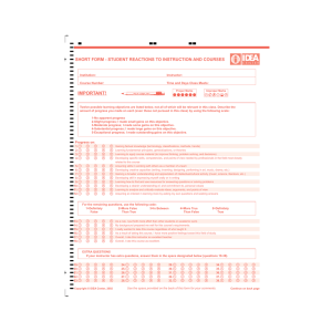 IMPORTANT! SHORT FORM - STUDENT REACTIONS TO INSTRUCTION AND COURSES  ✗