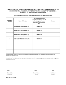 TENDER FOR THE SUPPLY, DELIVERY, INSTALLATION AND COMMISSIONING OF AN