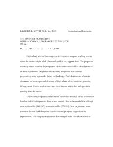 LAMBERT, R. MITCH, Ph.D., May 2009 Curriculum and Instruction THE STUDENT PERSPECTIVE