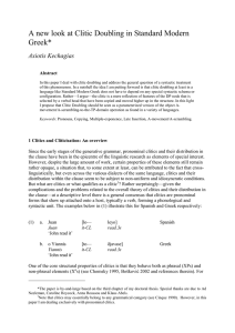 A new look at Clitic Doubling in Standard Modern Greek* Axiotis Kechagias