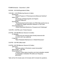 PCAMM Schedule – December 3, 2005