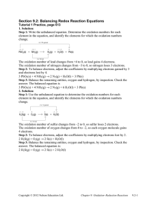Section 9.2: Balancing Redox Reaction Equations