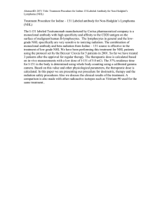 AbstractID: 2071 Title: Treatment Procedure for Iodine-131Labeled Antibody for Non-Hodgkin''s