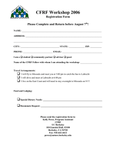 CFRF Workshop 2006 Registration Form  Please Complete and Return before August 7