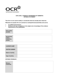 OCR LEVEL 2 AWARD IN AWARENESS OF DEMENTIA WITNESS STATEMENT