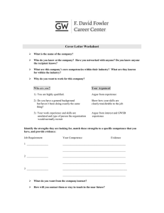 Cover Letter Worksheet