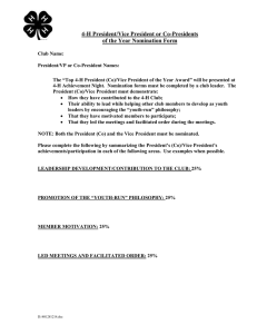 4-H President/Vice President or Co-Presidents of the Year Nomination Form