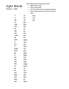 Sight Words October,  2015