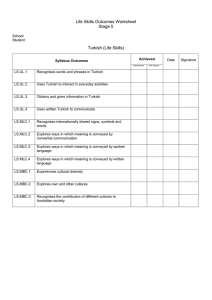 Life Skills Outcomes Worksheet Stage 5  Turkish (Life Skills)