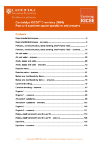 IGCSE Chemistry Past Paper Questions and Answers