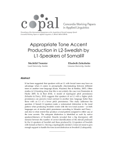 Appropriate Tone Accent Production in L2-Swedish by L1