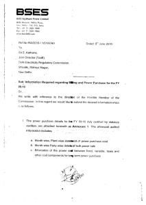 Ref No:RA/2010-11/01/A/ o To. Sh S. Asthana, Joint Director (Tariff