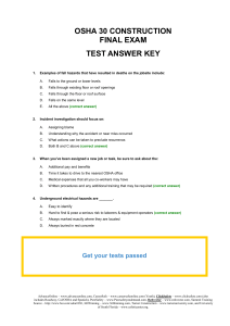 OSHA 30 Construction Final Test Answer  Key Online Test
