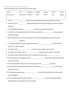 Neuroscience Vocabulary Test A