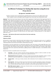 IRJET-    An Efficient Technique for Finding SQL Injection using Reverse Proxy Server
